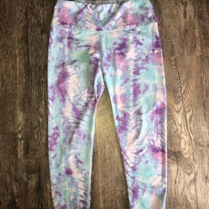 APANA Blue Purple Size LARGE (L) Tie Dyed Activewear Leggings